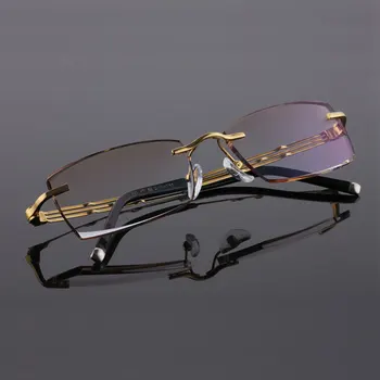 Reven Jate 003 Pure Titanium Rimless Diamond Cutting Man Glasses Frame Optical Prescription Eyeglasses Men Eyewear Fashion