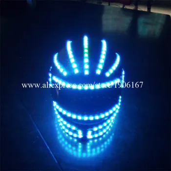 RGB spalvotu LED Šviesos Robotas Šalmas Led Auginimo Mirksi Etape Apdangalai, Šokių Baras DJ Šalis, Helovinas, Kalėdos