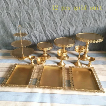 Rinkinys, 12 vienetų aukso tortas stovi vestuvių keksiukų stovas nustatyti, stiklo kupolas kristalų candy bar dekoravimo tortas įrankiai bakeware rinkinys