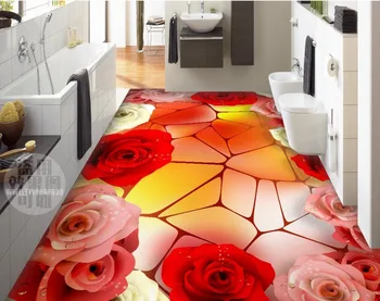 Romantiškas rožės gyvenimo kambario, miegamasis 3D grindų 3D stereoskopinis grindys, tapetai, grindų už kambarį