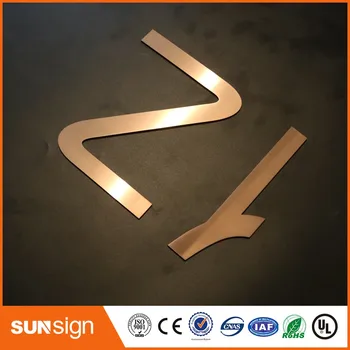 Rose aukso metalo ženklai matt poliruoto nerūdijančio plieno abėcėlės raidės, ženklai