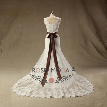 Rose Moda Dviejų Dalių Vestuvinė Suknelė Nėrinių Undinė Vestuvių Suknelės Boho Nuimamas Gėlių Varčios