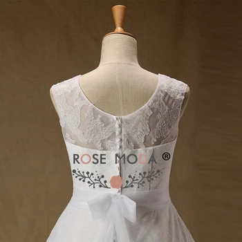 Rose Moda Klasikinis Nėriniai Vestuvių Suknelė su Crystal Varčios Linijos, Vestuvių Suknelės su Traukiniu