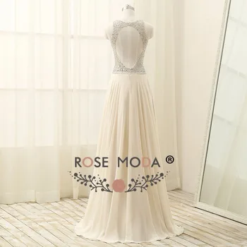 Rose Moda Kristalų Zawalcowany Šampano vakarinę Suknelę Iškirpti Atgal Oficialų Šalis Suknelė Vestuvių Svečių 2018