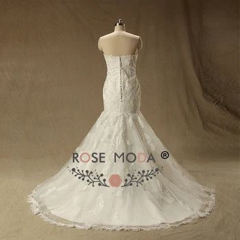 Rose Moda Undinė Vestuvių Suknelė Stebėjimo Nėrinių Vestuvių Suknelės Realios Nuotraukos