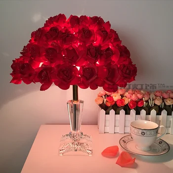 Rose vestuvių dovana, Stalo lempa Kristalų lempos, miegamojo, naktiniai staleliai, lempa apdailos lempos Europos kūrybos vestuvės santuoka kambarys skaityti