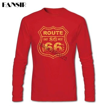 Route 66 Motinos Kelių Tee Marškinėliai Vyrams ilgomis Rankovėmis CrewNeck Medvilnės Homme Vyrams marškinėliai 3XL