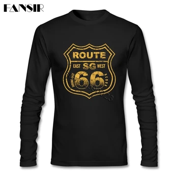 Route 66 Motinos Kelių Tee Marškinėliai Vyrams ilgomis Rankovėmis CrewNeck Medvilnės Homme Vyrams marškinėliai 3XL
