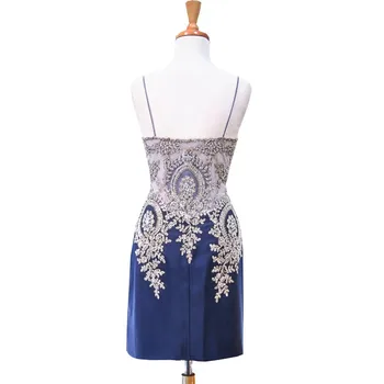 Royal Blue 2017 Elegantiškas Kokteilių Suknelės Apvalkalą Spagečiai Dirželiai Trumpą Mini Puošnios Nėrinių Suknelės Homecoming