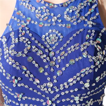 Royal Blue 2018 Prom Dresses-line Aukštos Apykaklės Šifono Kristalai Backless Ilgai Moterų Promenadzie Suknelė Vakaro Suknelės Chalatas De Soiree