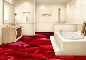 Rožių žiedlapiai Mados 3D grindų stereoskopinis 3D tapetai, grindų Pasirinktinius Nuotraukų lipnios 3D grindis, PVC grindų vandeniui