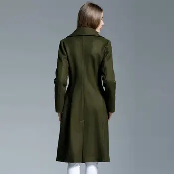 Rudens ir žiemos plonas vilnoniai paltai moterų 2018 m. pavasarį ilgai vilnos paltai moterims, moteriška paltas jaqueta feminina manteau rmy žalia