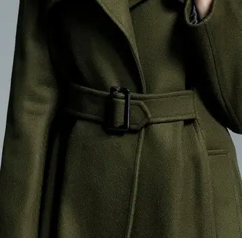 Rudens ir žiemos plonas vilnoniai paltai moterų 2018 m. pavasarį ilgai vilnos paltai moterims, moteriška paltas jaqueta feminina manteau rmy žalia