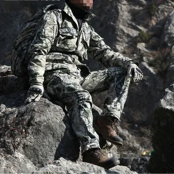 Rudens-Žiemos Vyrų Lauko Pėsčiųjų Fotografavimo Medžioklės Bionic Kamufliažas, Šilta Medvilnė Kailio Vyras Taktinis Karinis Mokymas Striukė Viršūnės