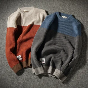 Rudenį ir žiemą, new men 's coat Japonijos retro nukentėjo spalvos laisvalaikio trikotažas banga vyrų mados džemperis