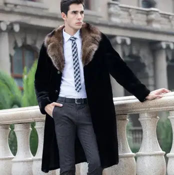 Rudenį mink odinė striukė vyrai drabužių žiemos tirštėti šiltas single-breasted kailio, odiniai paltai vyrams plonas striukes, juoda didelis dydis
