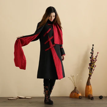 Rudenį Wadded Ilgą Striukę Kinų Stiliaus Ilgi Paltai Moterims Kailis Žiemos Striukė Abrigos Mujer Casacos De Inverno Feminino 3 spalvų