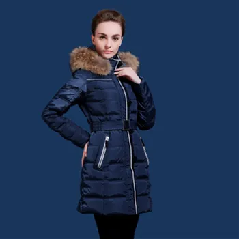 Rusijos ir Europos moterų žiemos striukė storas ilgas kailis sidabrinės lapės kailio apykaklė prisitaikyti prie minus 20 laipsnių plius dydis 48-62 Q504