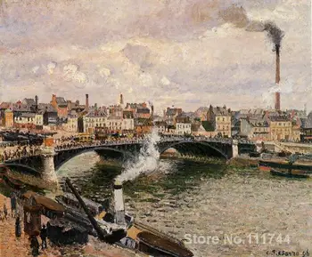 Ryte Debesuota Diena Rouen Camille Pissarro Tapyba, modernus menas Aukštos kokybės Rankų dažytos
