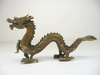 Rytų Kinijos rankų darbo sendinto vario raižyti drakono statula apdailos nemokamas pristatymas