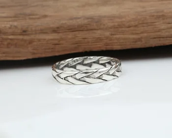 S925 gamyklos didmeninės sidabro papuošalai, rankų darbo Tailando sidabro šviesą žiedas twist mezgimo žiedas vyrų ir moterų asmenybės