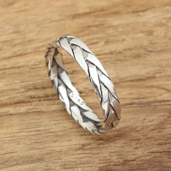 S925 gamyklos didmeninės sidabro papuošalai, rankų darbo Tailando sidabro šviesą žiedas twist mezgimo žiedas vyrų ir moterų asmenybės