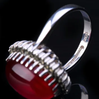 S925 sidabro Sidabro Palace raižyti aukštos kokybės raudona korundo žiedas Ms.