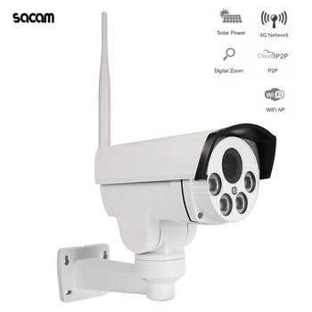 SACAM 4G Bevielio ryšio GSM Tinklo, Saulės, IP Kamera, WiFi 5X Optinis Priartinimas Vandeniui IP66 P2P CCTV Saugumo Kameros Saulės Fotoaparatas