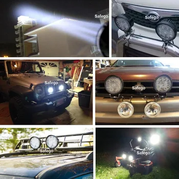 Safego 2vnt 4inch 27w led darbo lemputė 12v offroad 4x4, automobilio sunkvežimių potvynių vietoje pluošto 24v 27w led darbinis šviesos auto rūko tolimosios šviesos žibintas