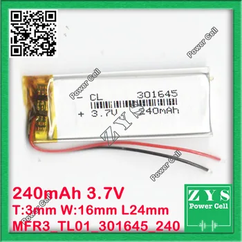 Safety Packing (Level 4) 3.7V lithium Polymer battery 301645 240mah for UAV UAS Drone Zone mini drone fpv Size:3x16x45mm