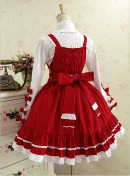 Saldus Lolita Mielas lankas Mažai Raudona Jojimo Hood Suknelės Viduramžių pasakos Medvilnės Suknelė viktorijos suknelė vasaros stilius
