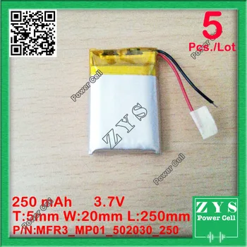 Saugos Pakuotės(Level4) 5 vnt), 3,7 V ličio polimerų baterija 052030 502030 250mah MP3 MP4 MP5 žaislas polimero ličio baterija B. P. B.
