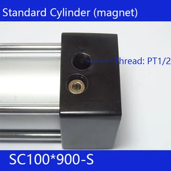 SC100 Standartinis Oro Cilindrų Mini Vožtuvas CE, ISO Pagimdė 100mm Strock 25mm 300mm Insultas Vieno Strypo Dvigubo veikimo Pneumatinė Cilindro