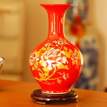 Seka stiprus smaigalys autentiškas Kinų Jingdezhen keramikos raudona Fu kiaušinių vaza amatų puošyba vestuvių dovanos