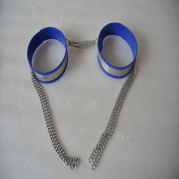 Sekso parduotuvė, 4 spalvos metalo Šlaunies žiedas BDSM pančių rinkinys iš nerūdijančio plieno legcuffs Silikono apsaugos Metalo grandinės sekso žaislai poroms