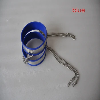 Sekso parduotuvė, 4 spalvos metalo Šlaunies žiedas BDSM pančių rinkinys iš nerūdijančio plieno legcuffs Silikono apsaugos Metalo grandinės sekso žaislai poroms