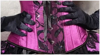 Seksualus korsetas satino korsetas suknelė Juosmens treneris Korsetas Gotikos Corselet su Sijonu Moterų Korsetas, Nėriniai Violetinė Overbust Nėriniai Bustier