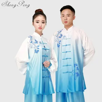 Senovinių gėlių spausdinti chi vienodą moterų chi drabužių kung fu vienodų pasirodymų drabužių rinkiniai kovos menų kostiumas CC164