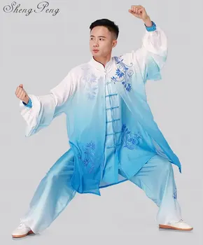 Senovinių gėlių spausdinti chi vienodą moterų chi drabužių kung fu vienodų pasirodymų drabužių rinkiniai kovos menų kostiumas CC164