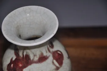 Senovinių kinų keramikos, porceliano Red phoenix crackle vaza kolekcija