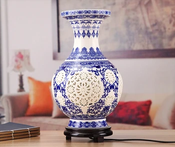 Senovinių kinų vertus tuščiaviduriai namų puošybai keraminių gėlių vaza bazės stalinės lempos