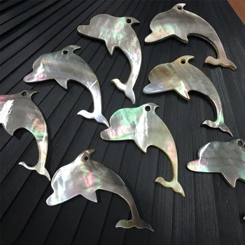 Shell papuošalai auskarai, pakabukas drožyba rankdarbių Shell drožyba rankdarbių talismanas delfinai 40mm 161027
