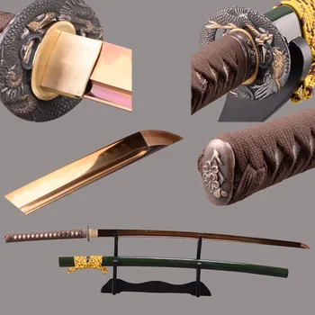 Shijian Kardai Naujai Staigus Japonijos Katana Kardas 1095 Anglinio Plieno, Molio Grūdintas Espada Tikrasis Mūšis Pasiruošę Aukso Samurajų Kardai