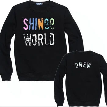 Shinee koncertą gerbėjai palanki hoodies kpop taemin min ho onew crewneck juoda palaidinukė plius dydžio megztinis polerones mujer