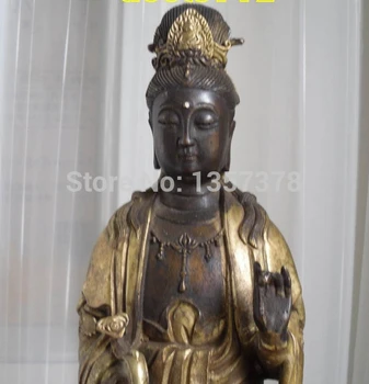 Shitou 00662 Tibeto Budistų bronzos MANJUSHRI budos statula važinėti liūtas 28 cm