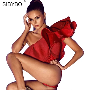 Sibybo 2018 Pynimas Bodysuit Moterys Juoda Balta Seksualus, Elegantiškas Playsuit Rompers Moterų Jumpsuit Bodycon Combinaison Femme