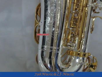 Sidabro Kūno ir Aukso Lako Alto Saksofonas sax Eb Aukštos F# Saxofon Nauja Byla