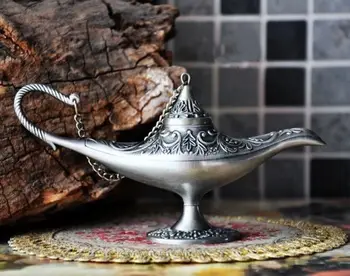 Sidabro Retas Legenda A*laddin Magija Genie Šviesos Lempos Puodą 2VNT rusijos arbatos Puodą Al--addin Pakistano lempos Apdaila iš ŽALVARIO, Sidabro