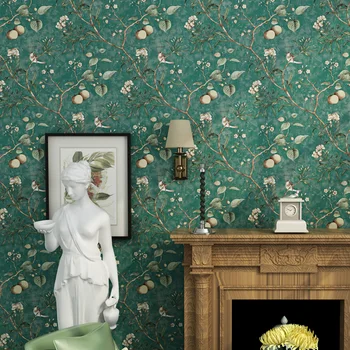 Sielovados 3D Medžių Šakas Gėlių, Paukščių, Sienos Tapetai Miegamajame, Gyvenamasis Kambarys Retro Elegantiškas Namų Dekoro neaustinių Sienos Popieriaus Ritinio