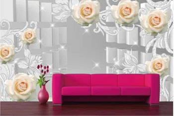 Sienos freskos foto tapetai, Rose modelio 3D blokuoti space tapetai, vonios kambarys, Namo Apdaila, sienos 3d tapetai